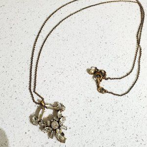 J Crew crystal and brass pendant, long necklace.